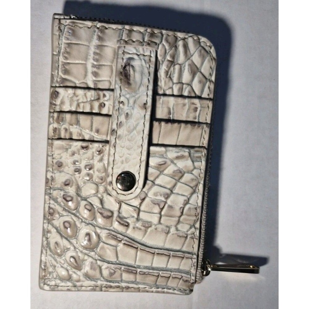 Brahmin White Croc-Embossed Zip Wallet - Picture 2 of 13